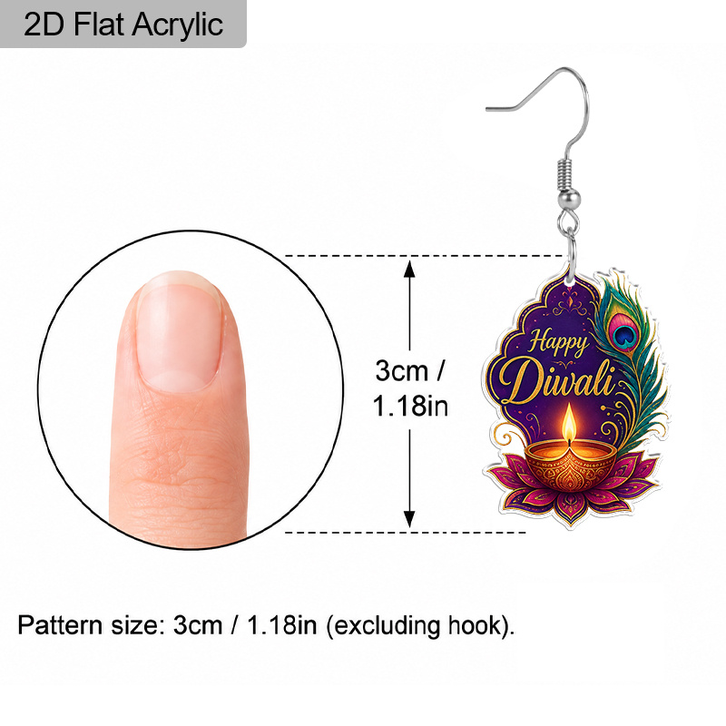 Women's Ethnic Colorful Holiday Themed Peacock Feather Drop Earrings